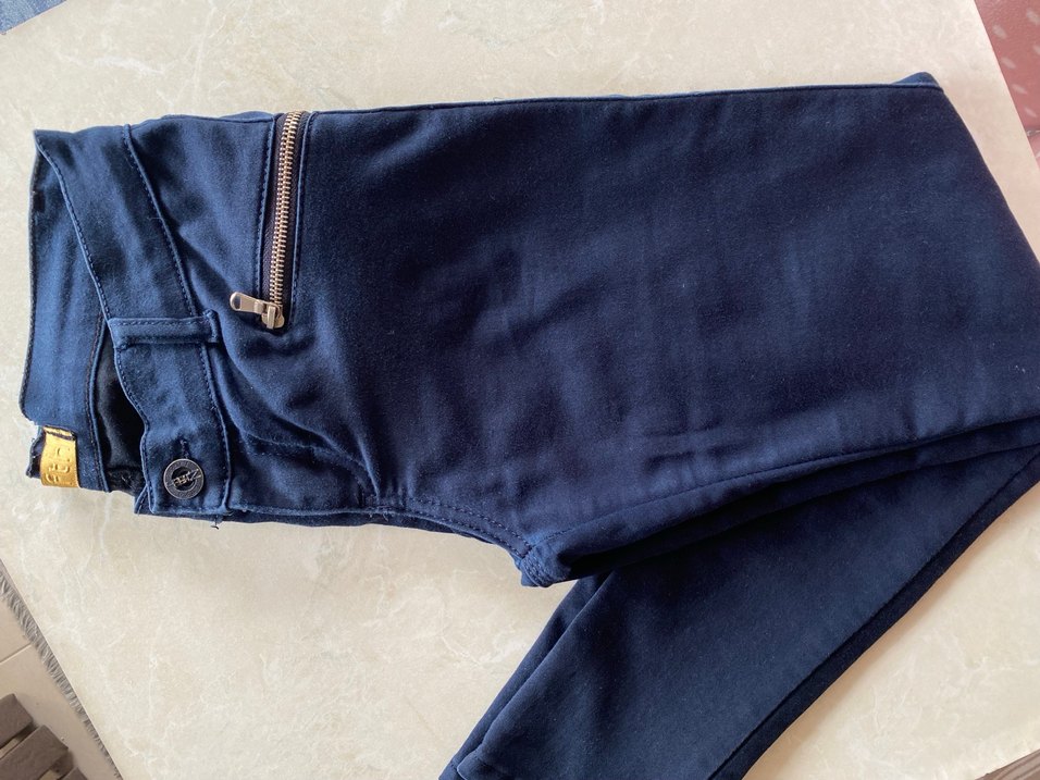 Fermuarlı Lacivert düşük bel Kot Pantolon - Görsel 5