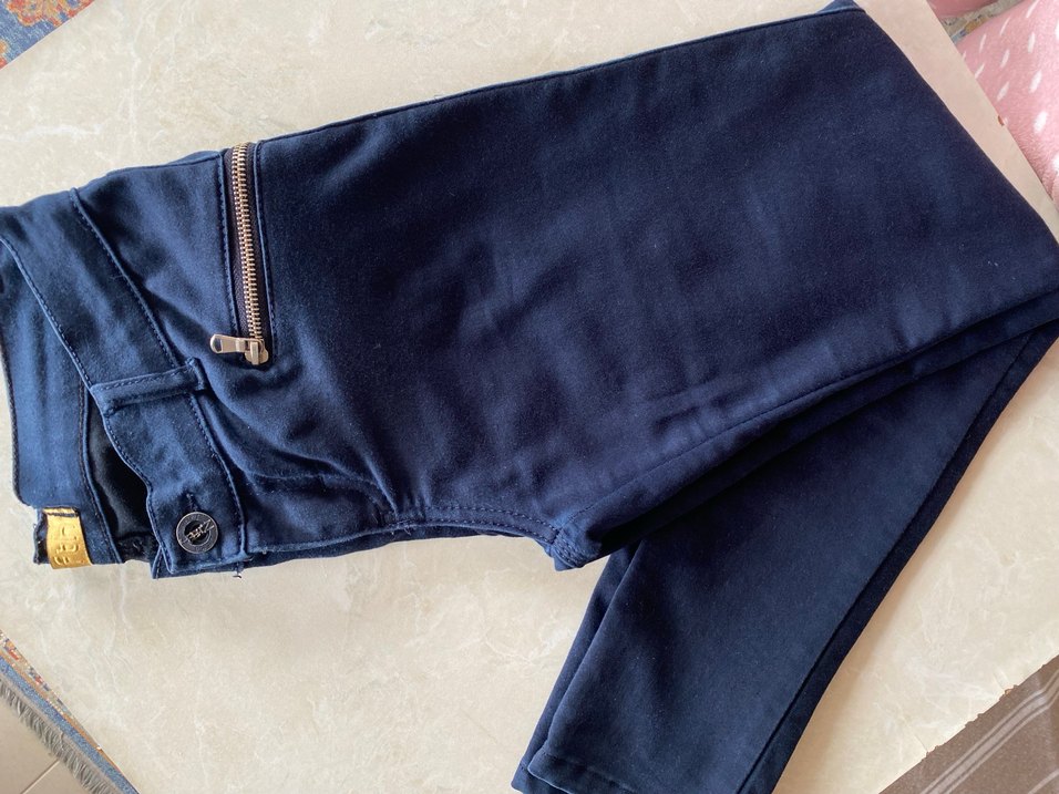 Fermuarlı Lacivert düşük bel Kot Pantolon - Görsel 3