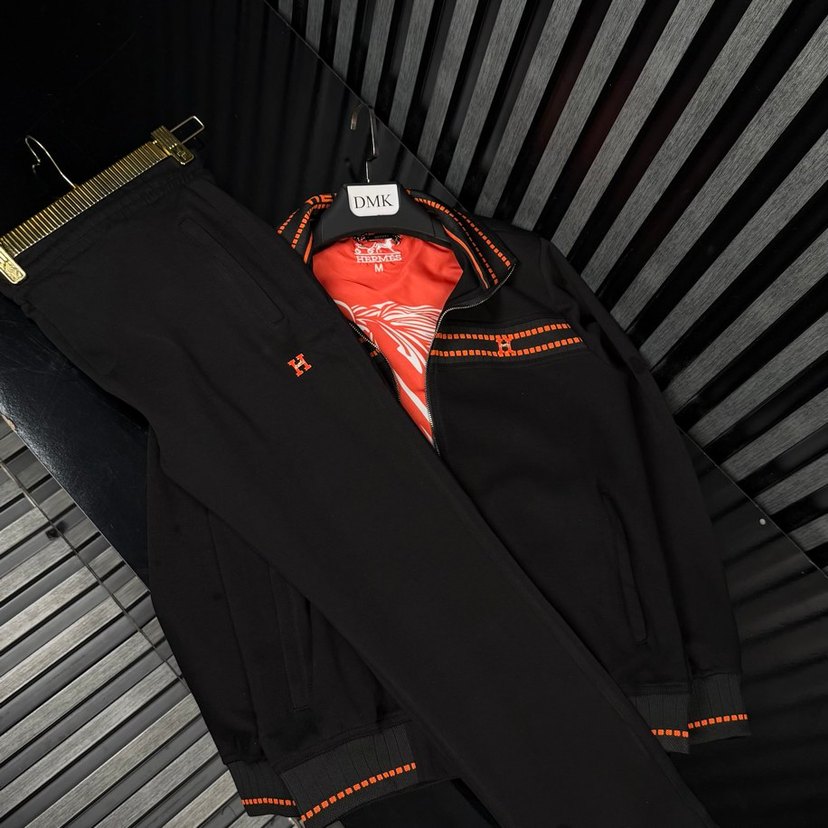 Hermès Logolu Siyah Erkek Ceket  Şık & Spor - Görsel 2