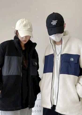 Beyaz Lacivert Fermuarlı Erkek Polar Ceket - Görsel 2