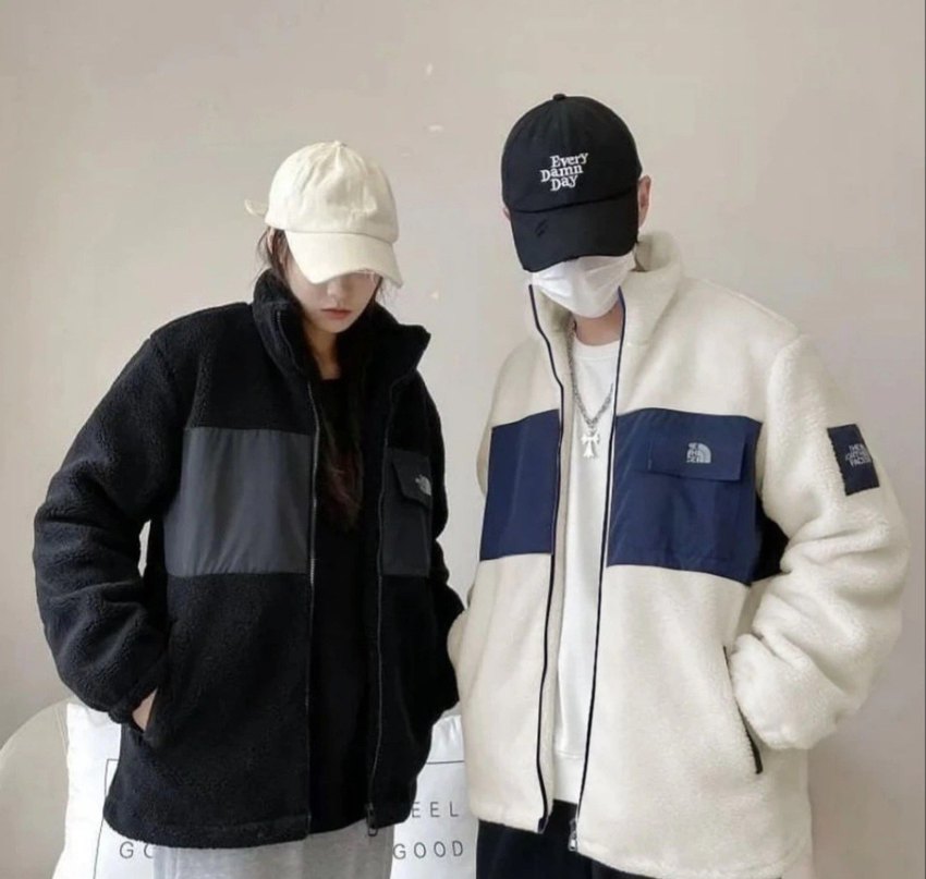 Beyaz Lacivert Fermuarlı Erkek Polar Ceket - Görsel 2