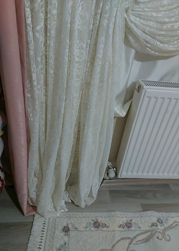 Nakışlı Pudra Pembe Yatak Örtüsü ve perde seti - Görsel 5