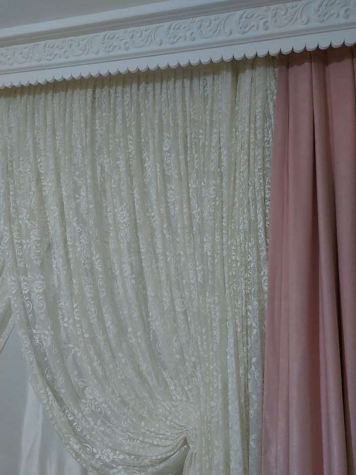 Nakışlı Pudra Pembe Yatak Örtüsü ve perde seti - Görsel 3