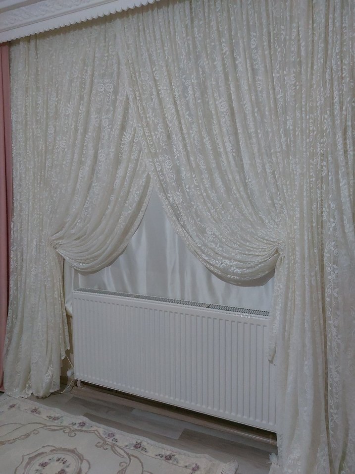 Nakışlı Pudra Pembe Yatak Örtüsü ve perde seti - Görsel 2