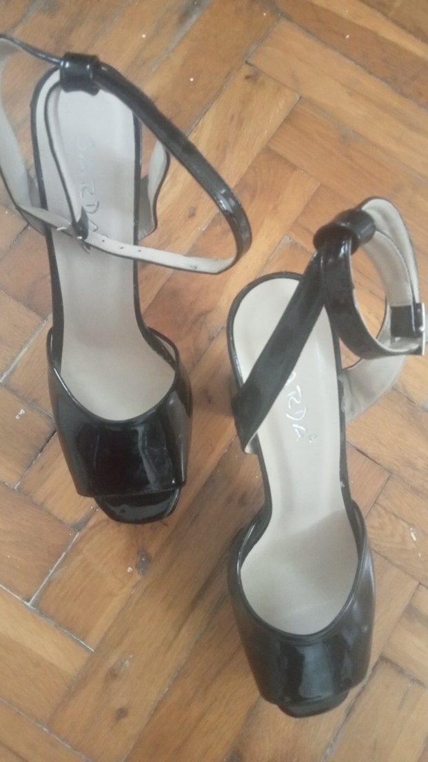 Siyah Parlak 
Kemerli Stiletto Topuklu Kadın yazlık Ayakkabı - Görsel 2