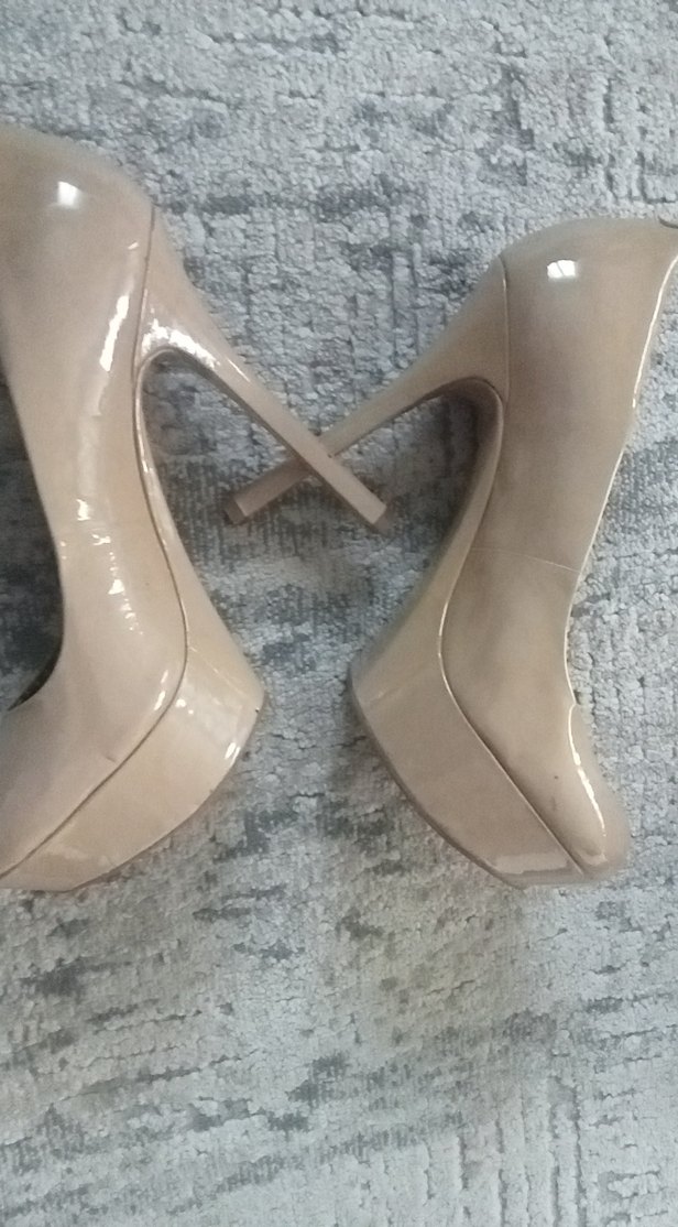 Bej Parlak Rugan abiye ayakkabı modeli Stiletto - Görsel 2