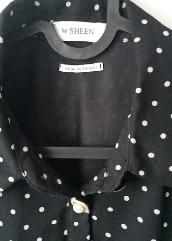 Siyah Puantiyeli Düğmeli Uzun Elbise - Görsel 4