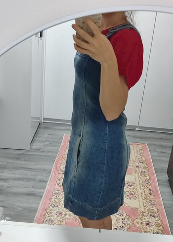 Mavi Denim Kısa Salopet Elbise - Görsel 2