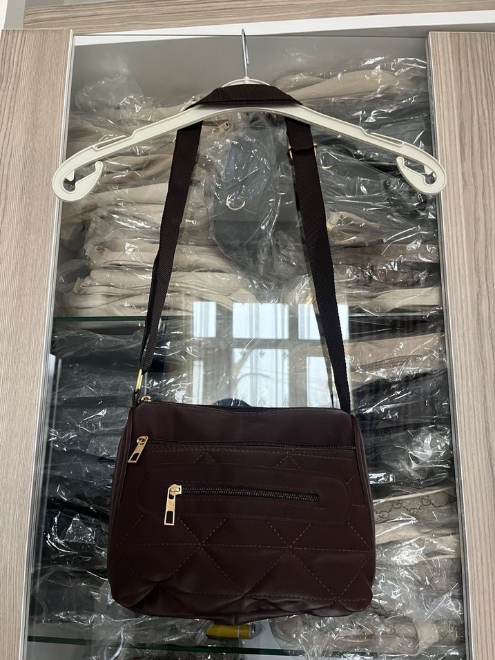 Kahverengi Deri Fermuarlı Kadın Çanta - Görsel 4