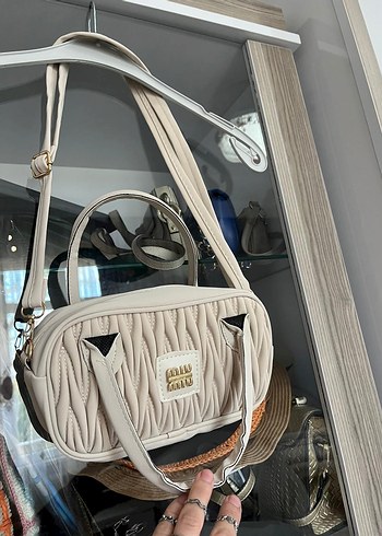 Bej Baskılı Deri Kadın El Çantası - Görsel 7