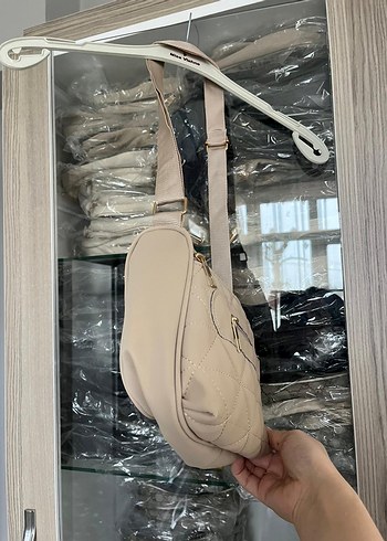 Bej Fermuarlı Kadın Omuz Çantası - Görsel 9