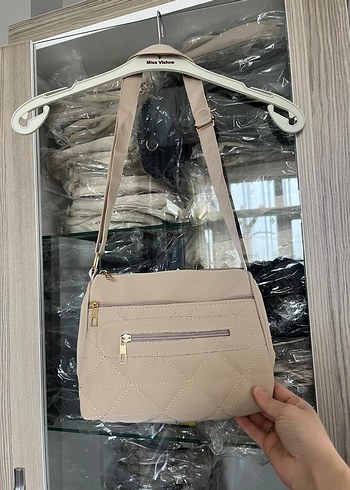 Bej Fermuarlı Kadın Omuz Çantası - Görsel 3