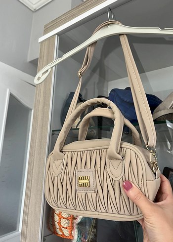 Bej Deri Nakışlı Fermuarlı Kadın Çanta - Görsel 9