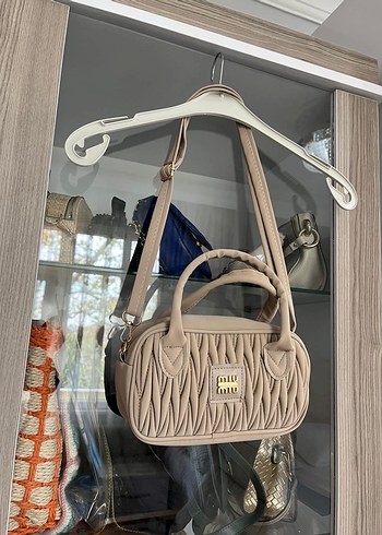 Bej Deri Nakışlı Fermuarlı Kadın Çanta - Görsel 5