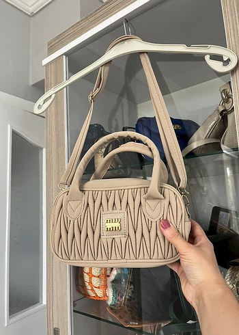 Bej Deri Nakışlı Fermuarlı Kadın Çanta - Görsel 8