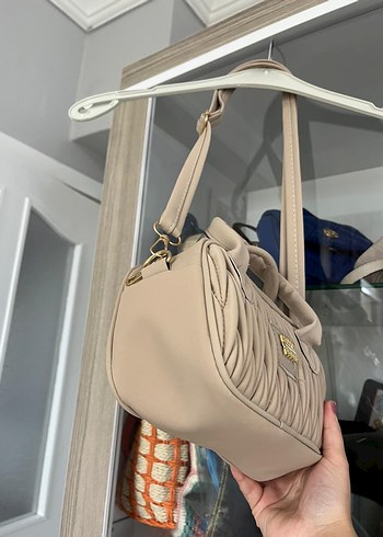 Bej Deri Nakışlı Fermuarlı Kadın Çanta - Görsel 11