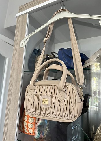 Bej Deri Nakışlı Fermuarlı Kadın Çanta - Görsel 7