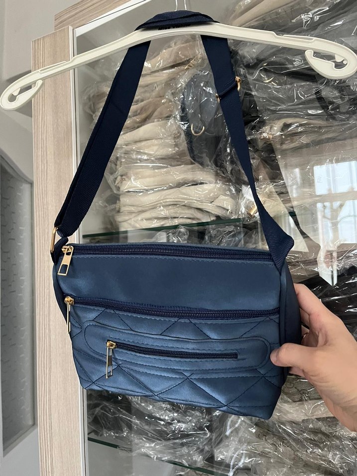 Koyu Mavi Fermuarlı Kadın Çanta - Görsel 4