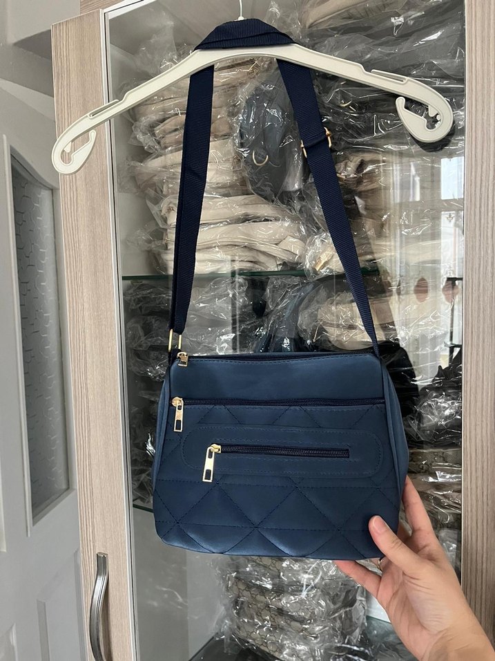 Koyu Mavi Fermuarlı Kadın Çanta - Görsel 2