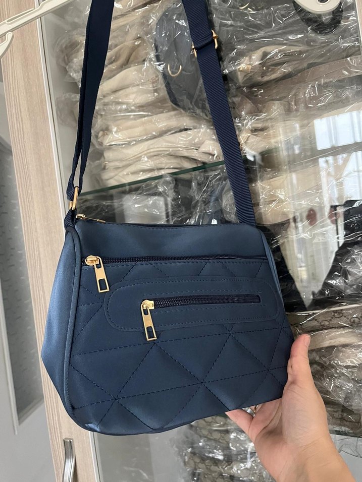 Koyu Mavi Fermuarlı Kadın Çanta - Görsel 5