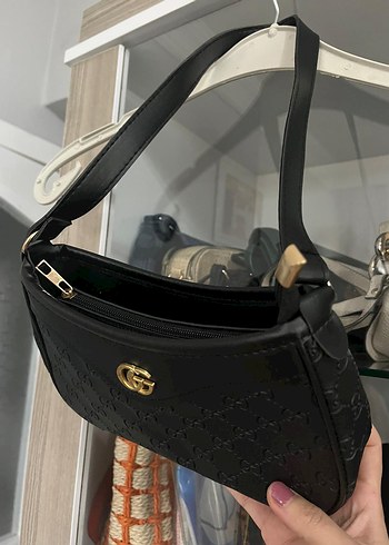 Siyah Baskılı Deri Kadın Omuz Çantası - Görsel 9