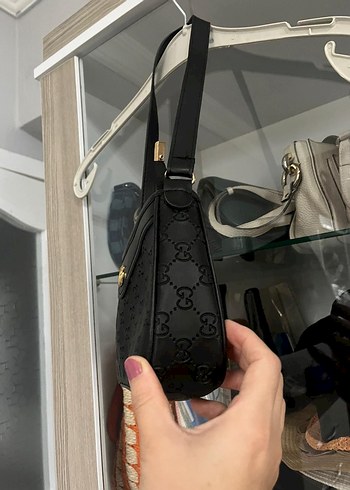 Siyah Baskılı Deri Kadın Omuz Çantası - Görsel 6