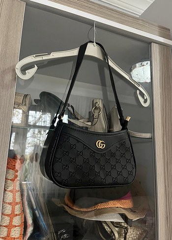 Siyah Baskılı Deri Kadın Omuz Çantası - Görsel 5