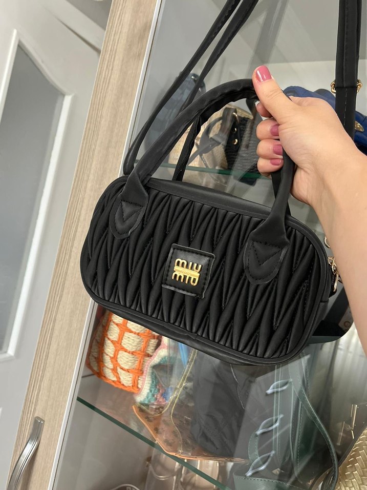 Kadın Siyah Pliseli Sokak Stili Çanta - Görsel 5