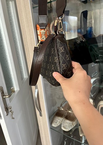 Kahverengi Deri Baskılı Kadın Çanta - Görsel 3