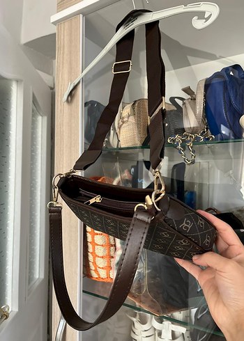 Kahverengi Deri Baskılı Kadın Çanta - Görsel 7