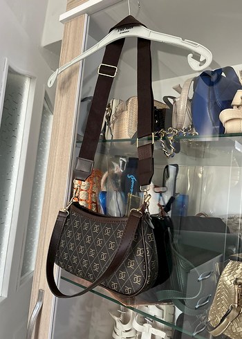 Kahverengi Deri Baskılı Kadın Çanta - Görsel 4