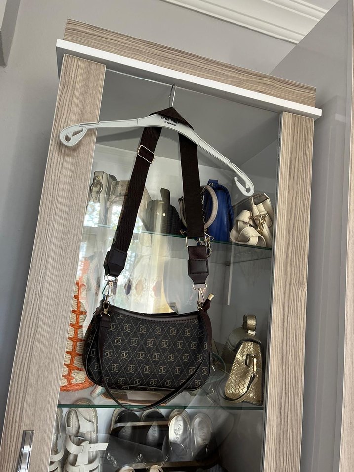 Kahverengi Deri Baskılı Kadın Çanta - Görsel 5