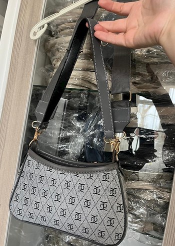 Gri Yılan Desenli Tokalı Kadın Çanta - Görsel 8