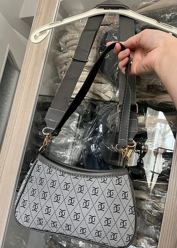 Gri Yılan Desenli Tokalı Kadın Çanta - Görsel 12