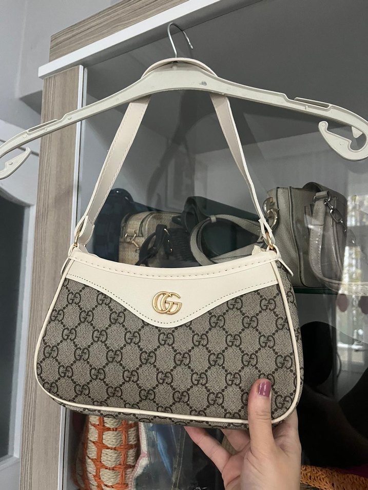 Beyaz Baskılı Kadın Omuz Çantası - Görsel 4