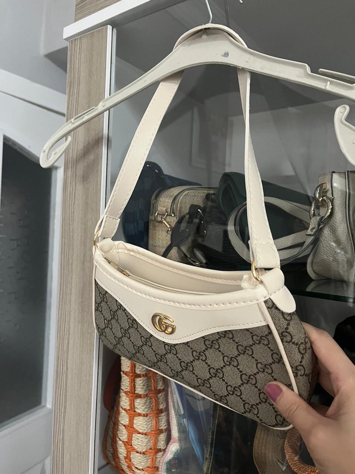 Beyaz Baskılı Kadın Omuz Çantası - Görsel 3