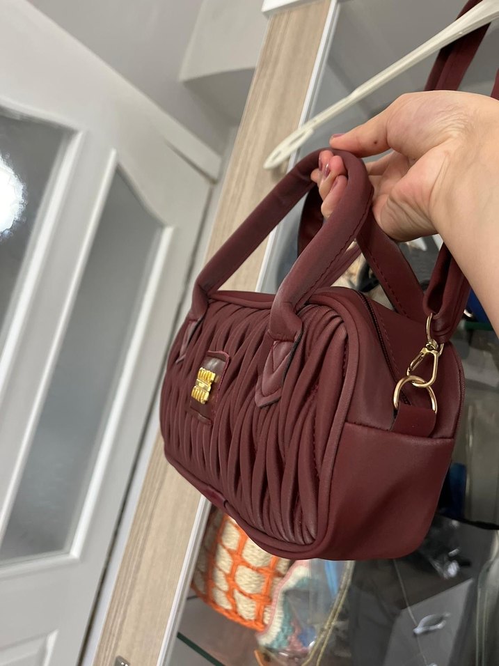 Kahverengi Deri Fırfırlı Kadın Çanta - Görsel 3