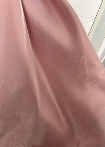 Pembe Parlak Mini Drapeli Straplez Elbise - Görsel 3