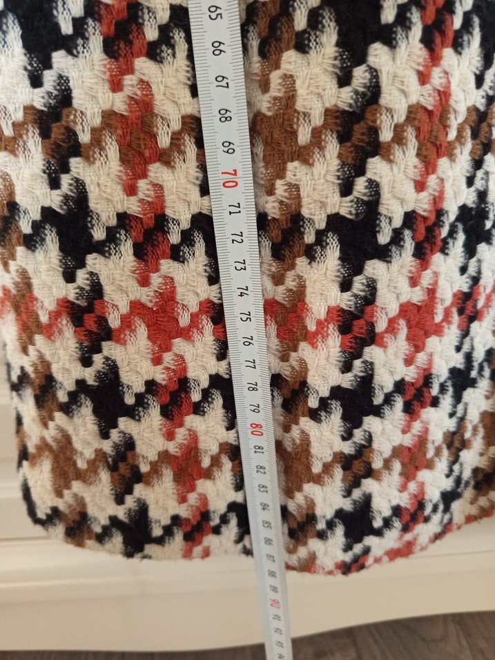 Kaz Ayağı Desenli Düğmeli Kaban Turuncu siyah kahverengi - Görsel 3