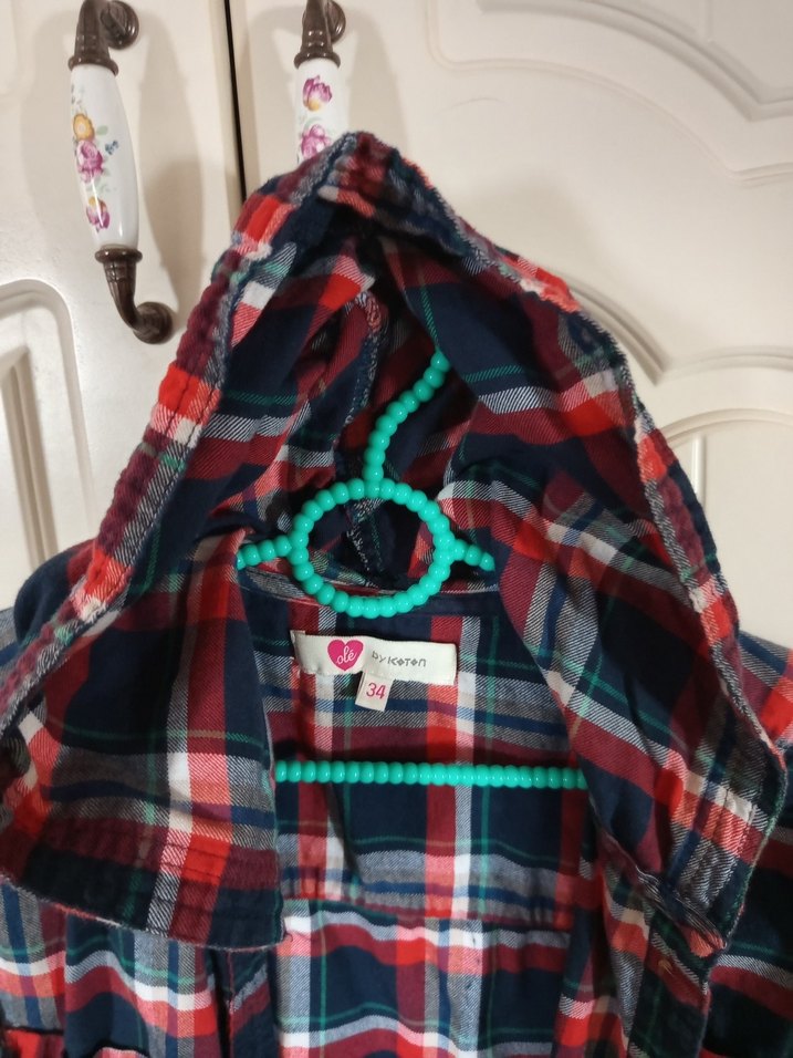 Koton Kapüşonlu Kareli Kadın Gömlek - Görsel 3