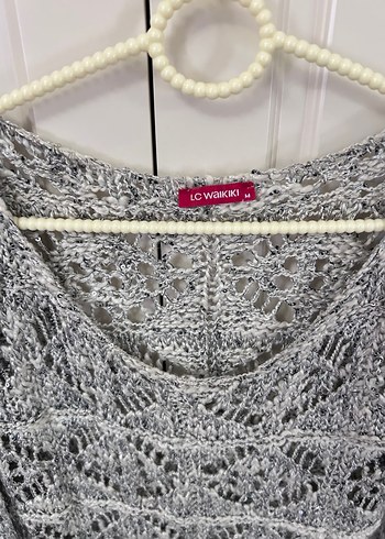 LC Waikiki Gri V Yakalı Örgü Kadın Kazak - Görsel 4