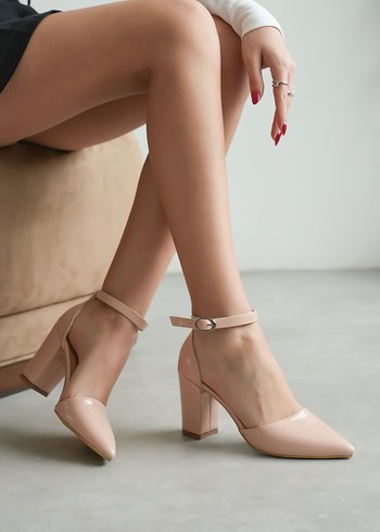 Pudra pembesi Deri Kadın Topuklu Ayakkabı - Görsel 3