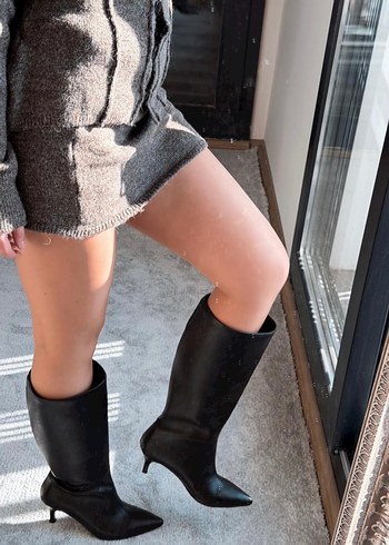 İnce Topuklu Diz Boyu Kadın Çizme - Görsel 5