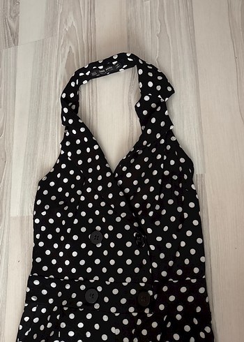 Puantiye Desenli Uzun Askılı Tulum - Görsel 3