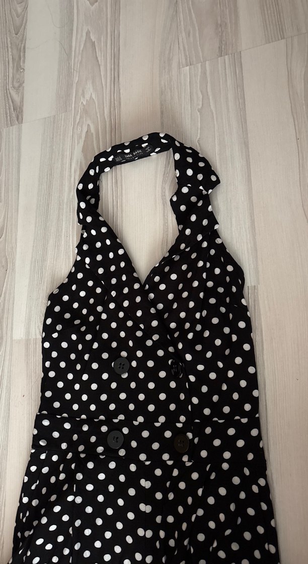 Puantiye Desenli Uzun Askılı Tulum - Görsel 3