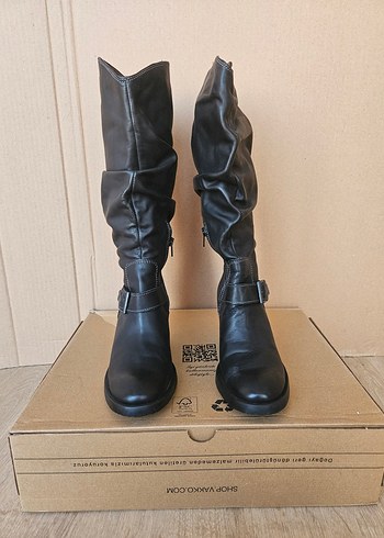 FreeMood Deri Tokalı Çizme - Görsel 3