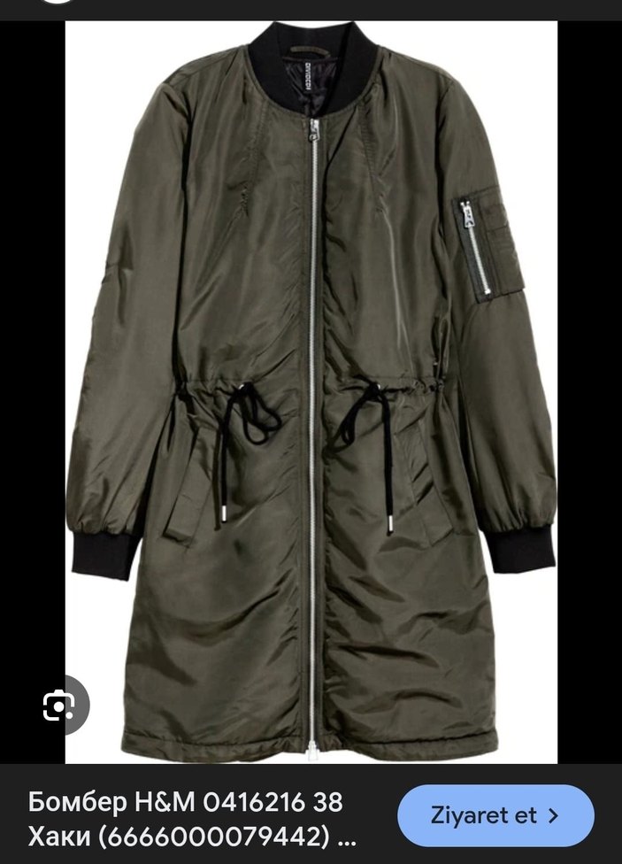 H&M Haki Renkli Uzun Mont - Görsel 5