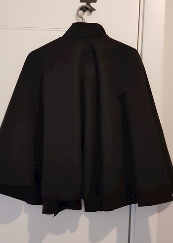 Düğmeli Siyah Panço - Görsel 4