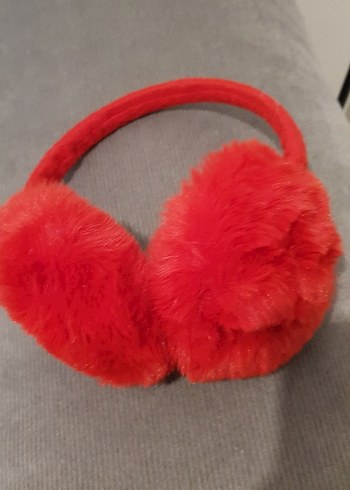 Kızlar için Kırmızı Kürklü Kulaklık - Görsel 2
