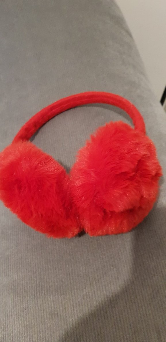 Kızlar için Kırmızı Kürklü Kulaklık - Görsel 2